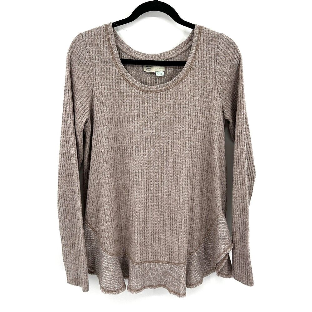 ANTHROPOLOGIE Saturday Sunday Waffle Knit Ruffle Cozy Jogger Lounge Set Medium - Picture 2 of 12